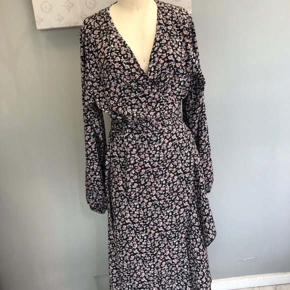 PRETTYGARDEN Women's Long Sleeve Vintage Wrap Dress Floral Print V-Neck e101-2 - Picture 3 of 8